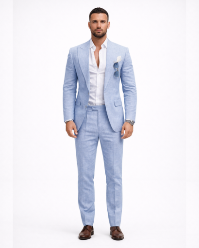 Costume homme 2 pièces – veste blazer à revers et pantalon coupe droite