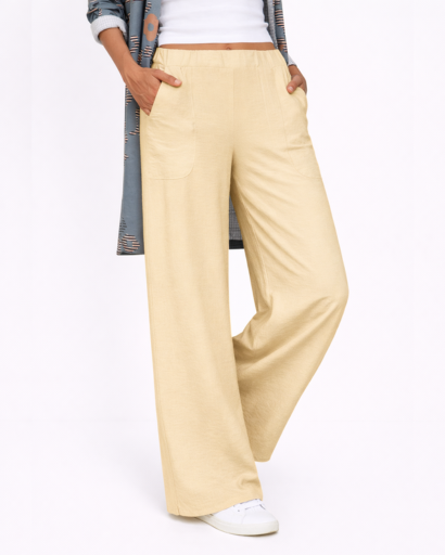 Pantalon Femme Large Taille Élastique avec Poches
