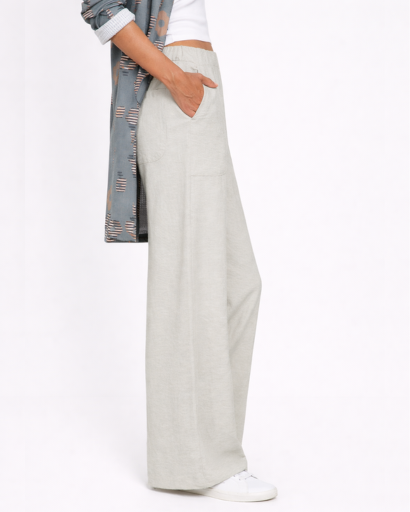 Pantalon Femme Large Taille Élastique avec Poches