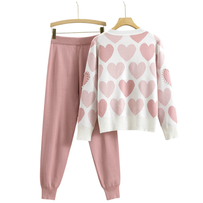 EDNA™ – Set a due pezzi lavorato a maglia con motivo a cuore chic