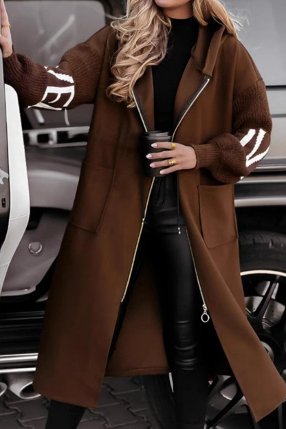 Elena | Women's Jacket with Knit Sleeves and Hood