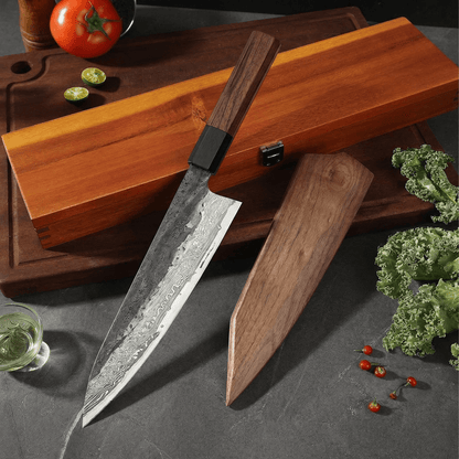 Kiritsuke-kniv – blad i rustfritt stål, håndtak i jerntre, 21,5 cm
