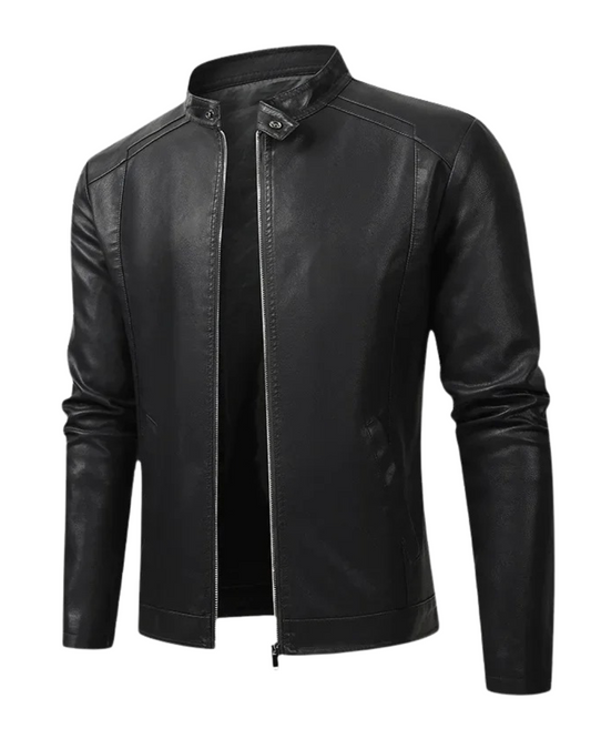 Elegant Herre Biker Læderjakke