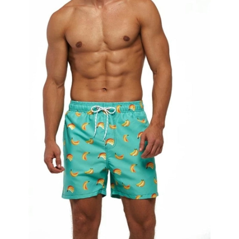 Short de bain homme imprimé avec ceinture à nouer