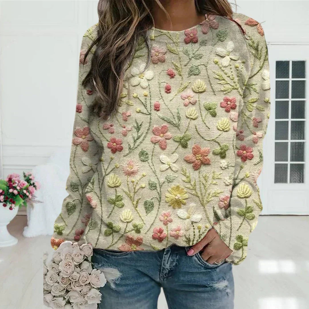 Maglione Da Donna Lavorato A Maglia Con Motivo Floreale | Casual