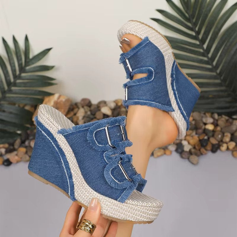 Women's Adjustable Buckle Wedge Sandals