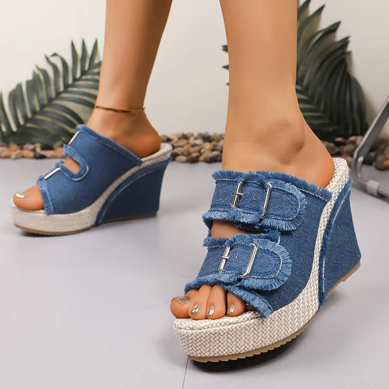Women's Adjustable Buckle Wedge Sandals