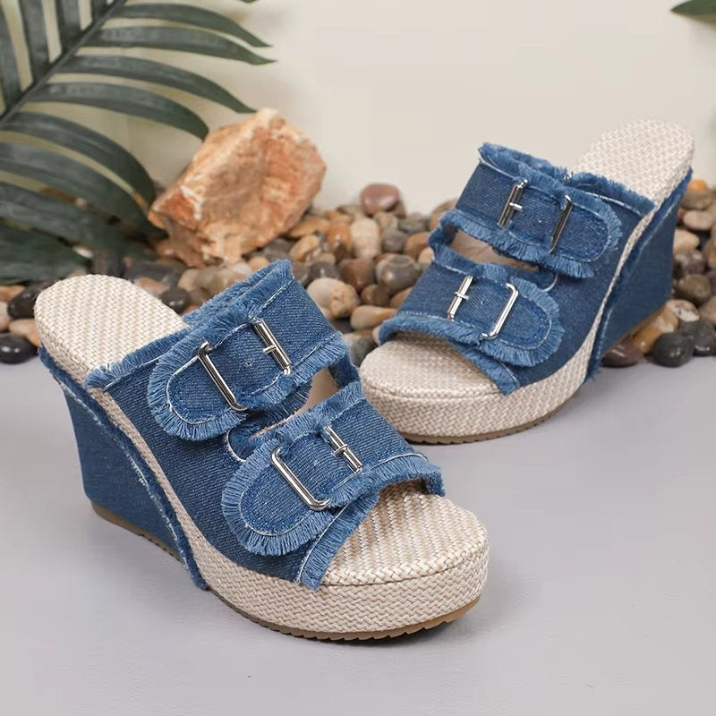 Women's Adjustable Buckle Wedge Sandals