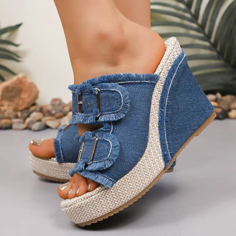 Women's Adjustable Buckle Wedge Sandals