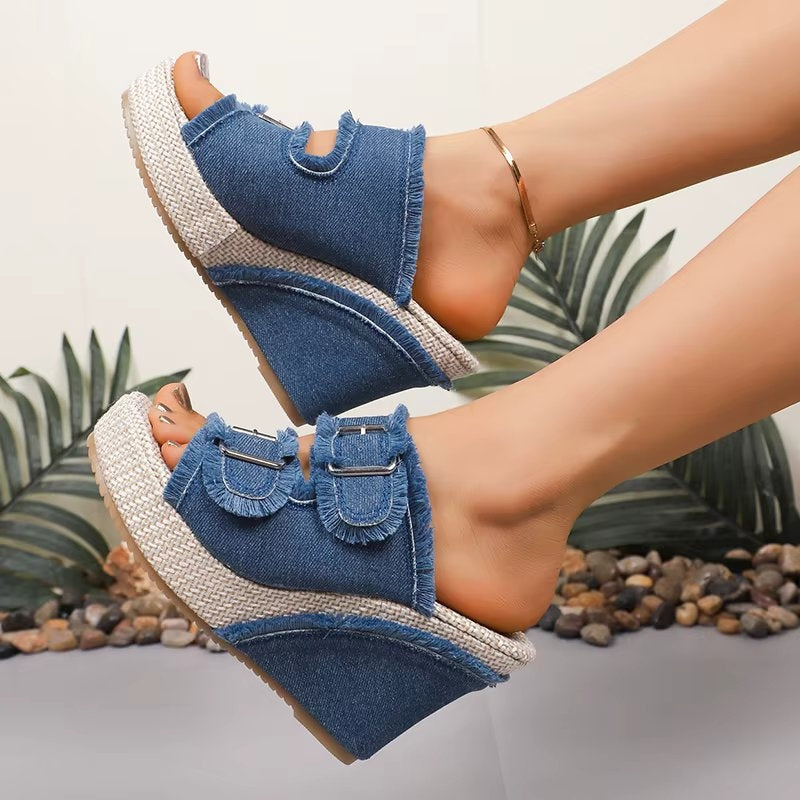 Women's Adjustable Buckle Wedge Sandals