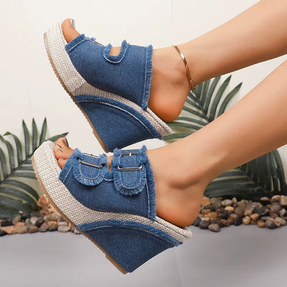 Women's Adjustable Buckle Wedge Sandals