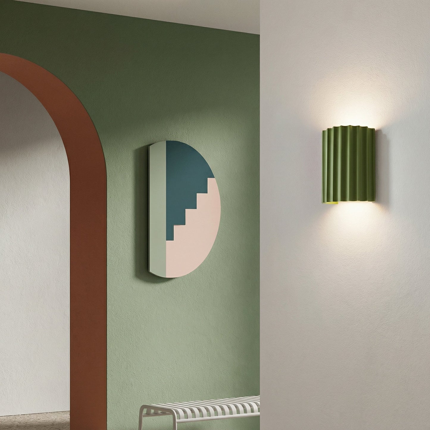 Freyza - Nordic Pleated Resin Wall Sconce | Modern Macaron Ribbed LED Lamp (16.5cm)
