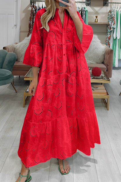 Women's V-Neck Maxi Dress Linen Blend Sun Dress