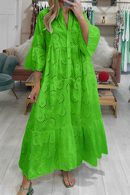 Women's V-Neck Maxi Dress Linen Blend Sun Dress