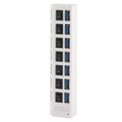7 Port Usb 3.0 Hub 5Gbps Plug & Play 1Tb Support Black