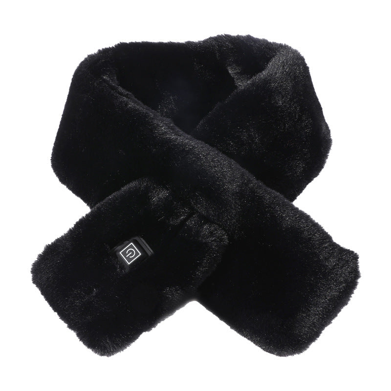 Elosung Black Electric Heated Scarf With Plush Fabric 3 Settings