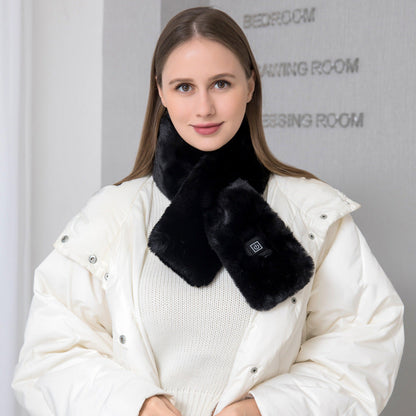 Elosung Black Electric Heated Scarf With Plush Fabric 3 Settings