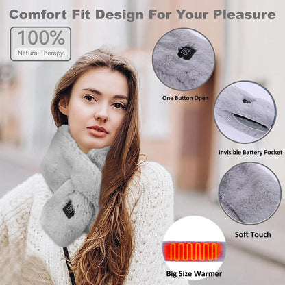 Elosung Black Electric Heated Scarf With Plush Fabric 3 Settings