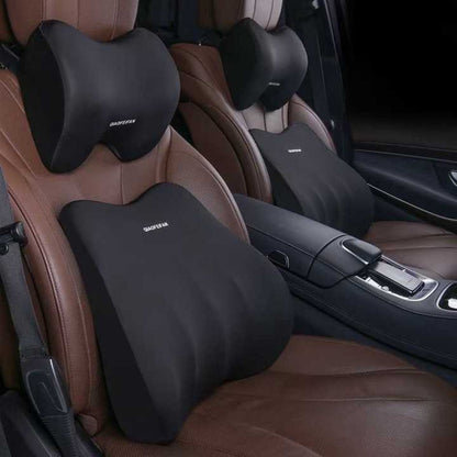 Black Memory Foam Car Seat Neck And Lumbar Support Set Ergonomic Cushion For Office Home Driving