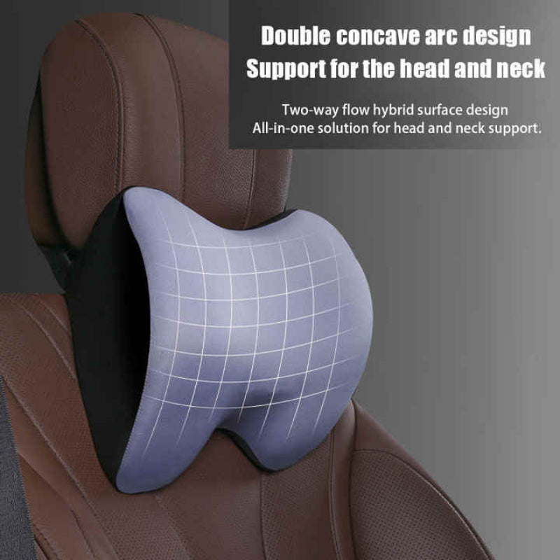 Black Memory Foam Car Seat Neck And Lumbar Support Set Ergonomic Cushion For Office Home Driving