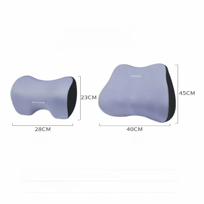 Black Memory Foam Car Seat Neck And Lumbar Support Set Ergonomic Cushion For Office Home Driving