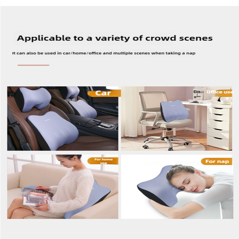 Black Memory Foam Car Seat Neck And Lumbar Support Set Ergonomic Cushion For Office Home Driving
