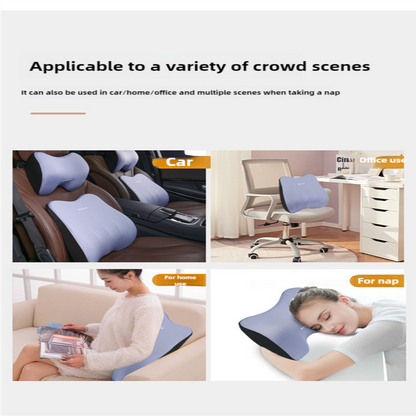 Black Memory Foam Car Seat Neck And Lumbar Support Set Ergonomic Cushion For Office Home Driving