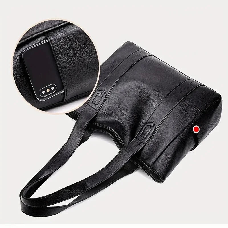 Leder Schultertasche – Glattes Leder mit Praktischer Innenaufteilung & Sicherem Reißverschluss