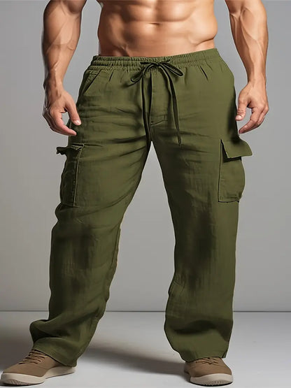 Men’s Relaxed Fit Linen-Style Trousers for Summer – Lightweight Suit Pants for Work, Events and Smart Casual Outfits