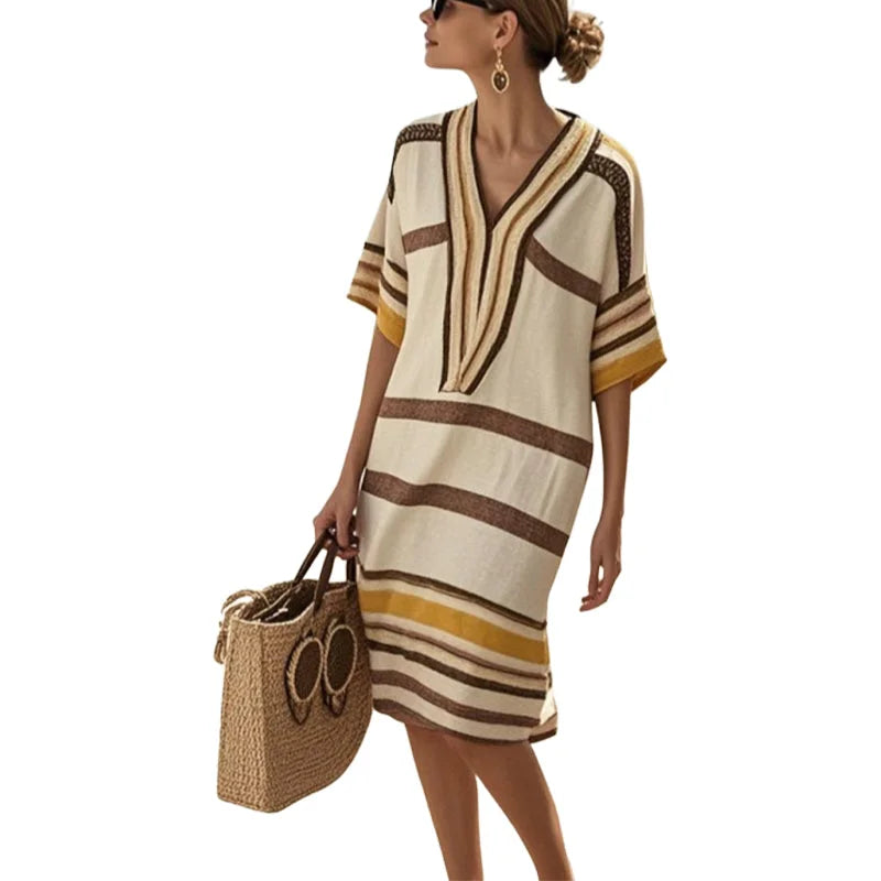 Women’s Flowing Striped Dress – Casual Elegant Style