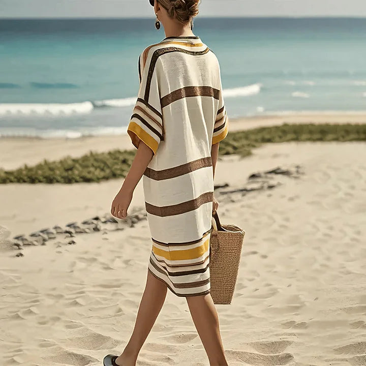 Women’s Flowing Striped Dress – Casual Elegant Style
