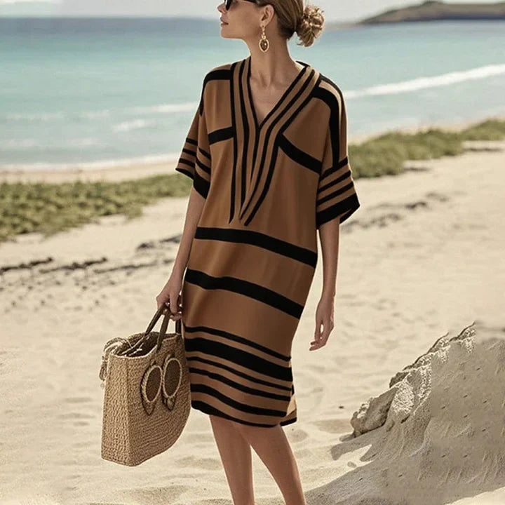 Women’s Flowing Striped Dress – Casual Elegant Style