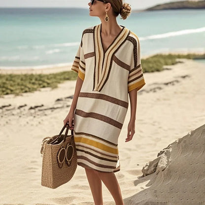 Women’s Flowing Striped Dress – Casual Elegant Style