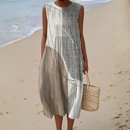 Erpha | Ärmelloses Midikleid mit abstraktem Print