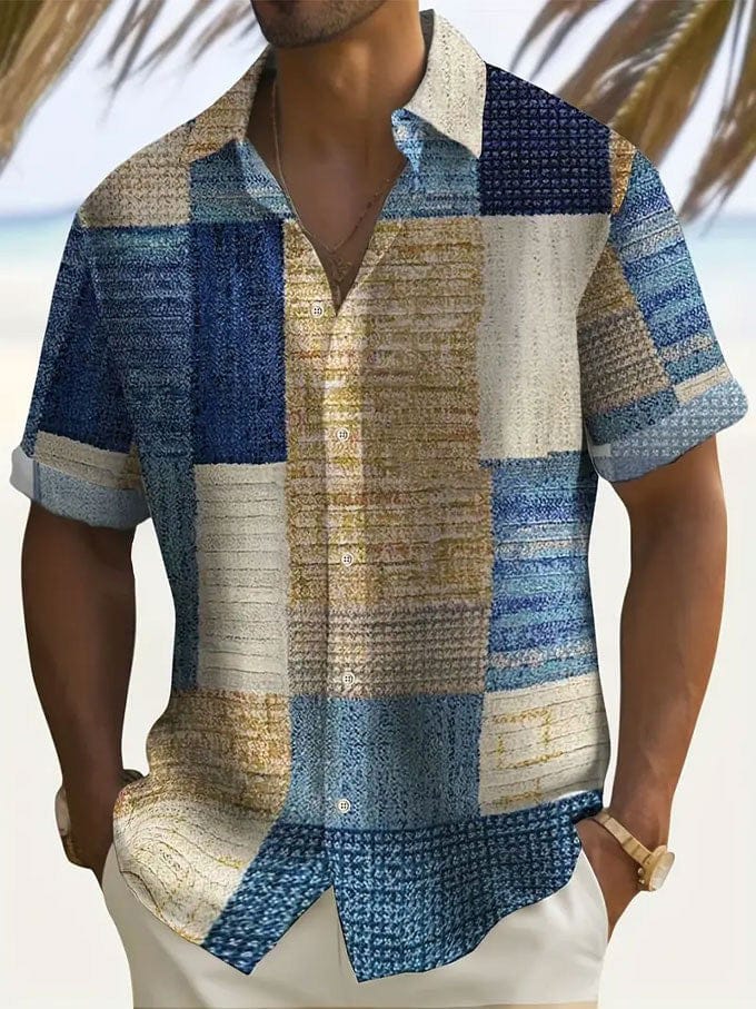 Marek | Kerge Patchwork Lühikeste Varrukatega Meeste Särk