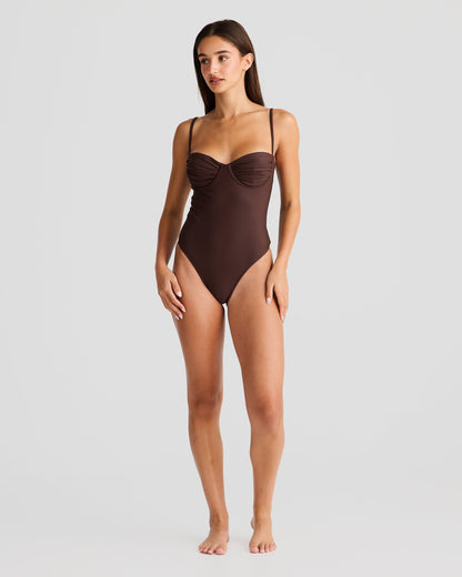 The Coastal Elegance Swimsuit Chocolate