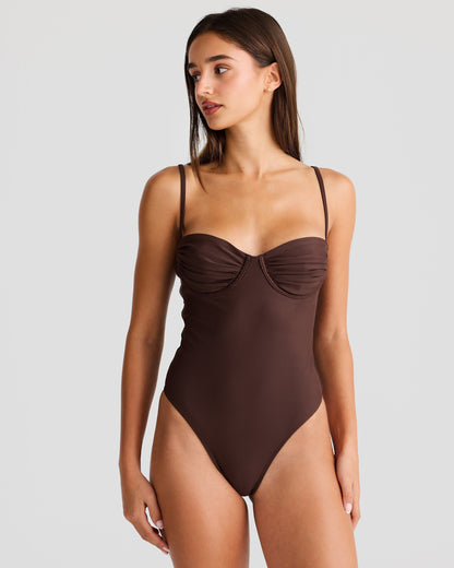 The Coastal Elegance Swimsuit Chocolate