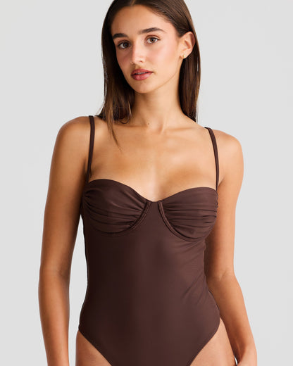 The Coastal Elegance Swimsuit Chocolate