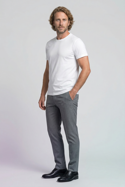 Hvid T-Shirt Herre Slim Fit Uld