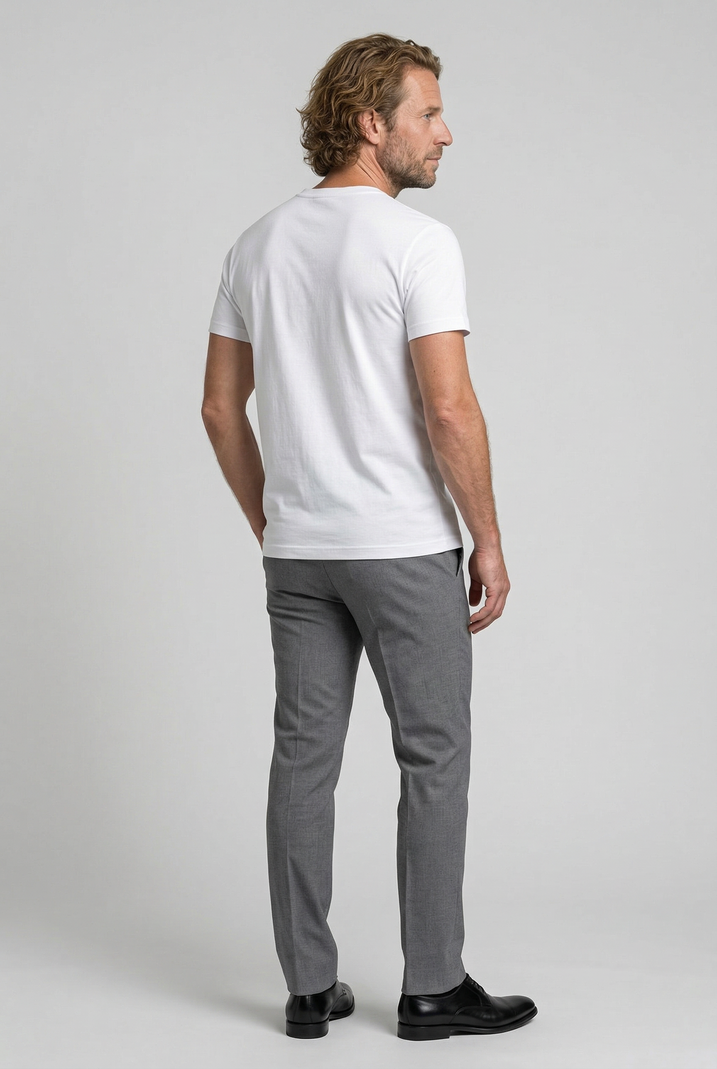 Hvid T-Shirt Herre Slim Fit Uld