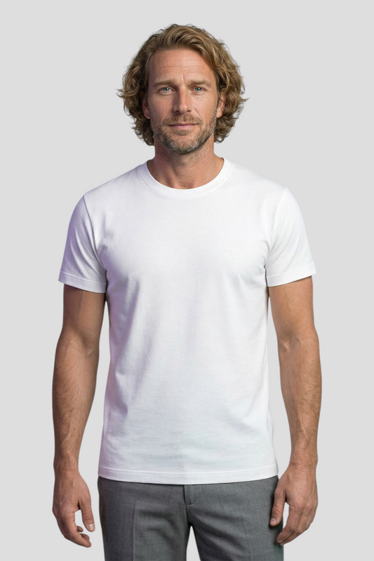 Hvid T-Shirt Herre Slim Fit Uld