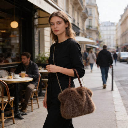 Valentina | Women’s Tote Bag With Soft Plush Finish And Braided Top Handle | Luxe