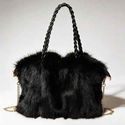 Valentina | Women’s Tote Bag With Soft Plush Finish And Braided Top Handle | Luxe