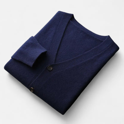 Valmonti | Men’s Loose V-Neck Wool-Blend Cardigan
