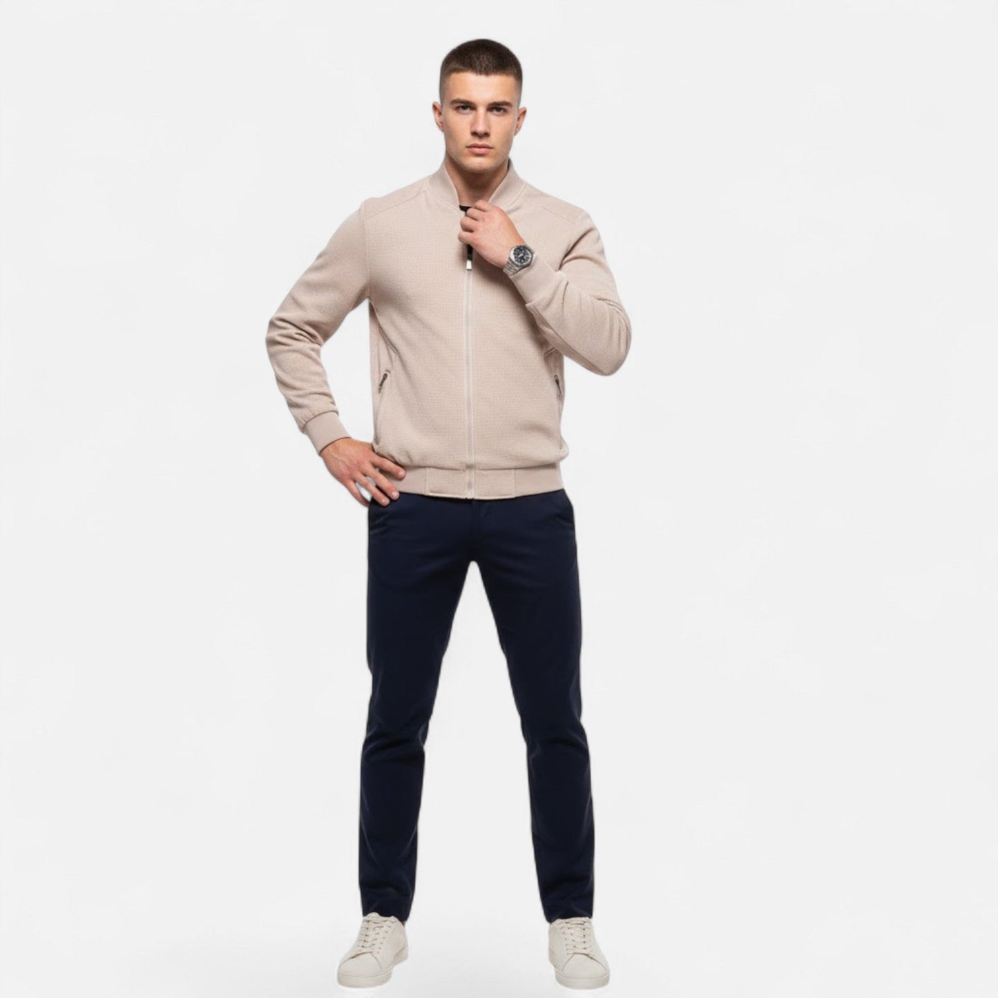 Valmonti | Men’s Minimalist Stand-Collar Jacket – Timeless Elegance