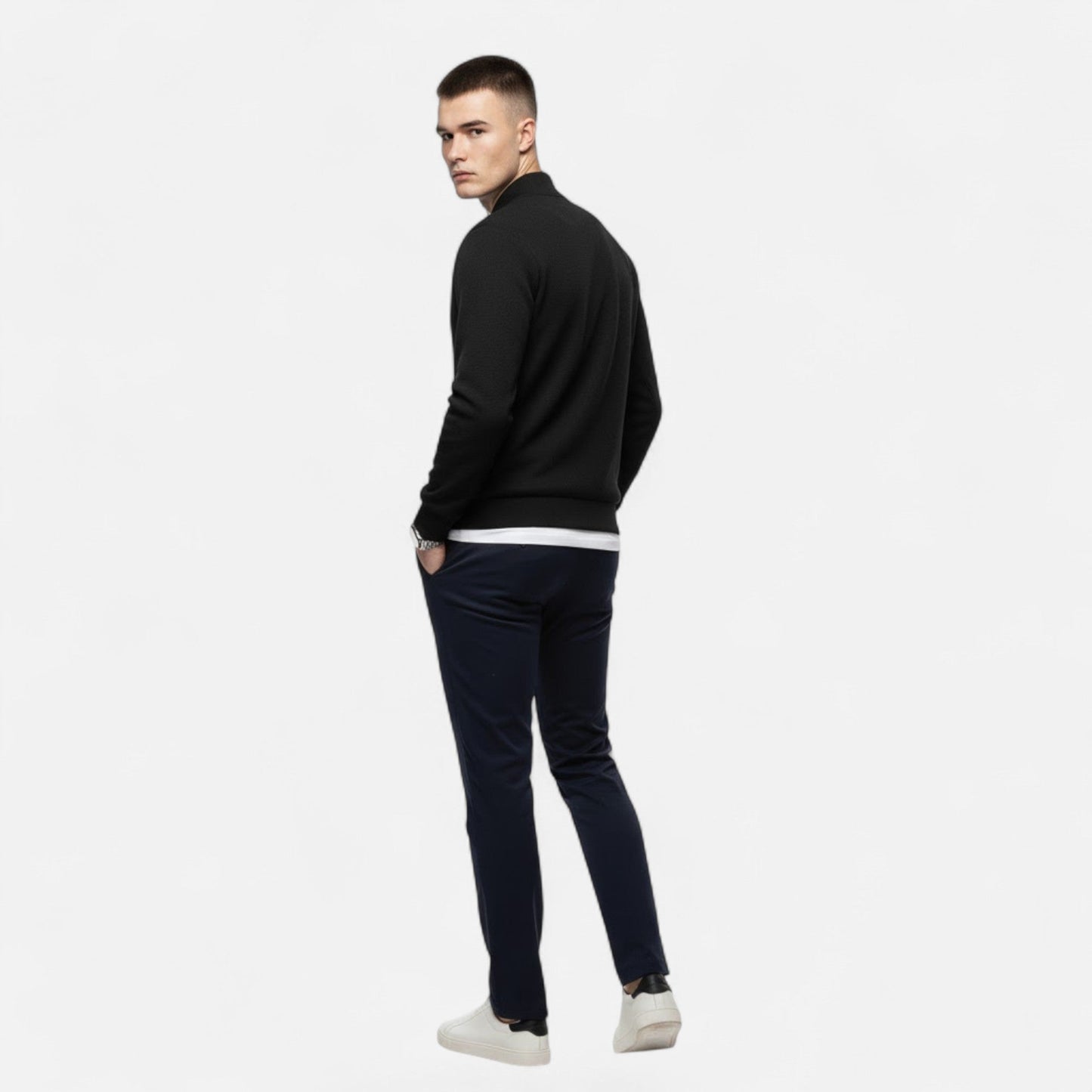 Valmonti | Men’s Minimalist Stand-Collar Jacket – Timeless Elegance