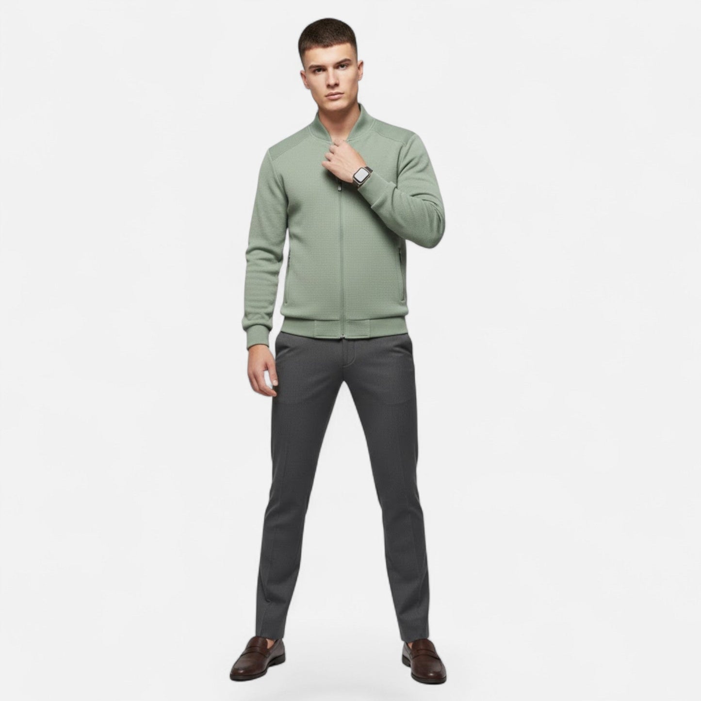 Valmonti | Men’s Minimalist Stand-Collar Jacket – Timeless Elegance