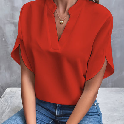 Marilou - Blouse met Korte Mouwen en V-Hals voor Dames