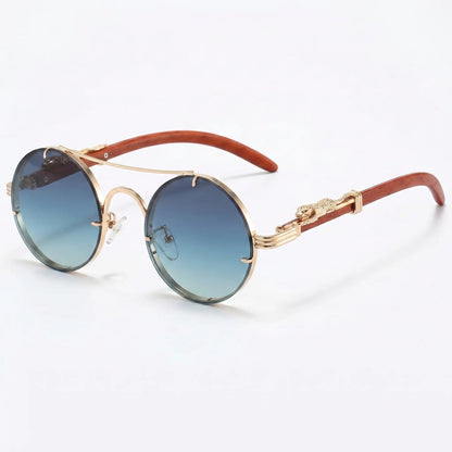Vaultara - Round Frame Retro Steampunk Sunglasses  Outdoor Sun Shading