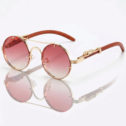Vaultara - Round Frame Retro Steampunk Sunglasses  Outdoor Sun Shading